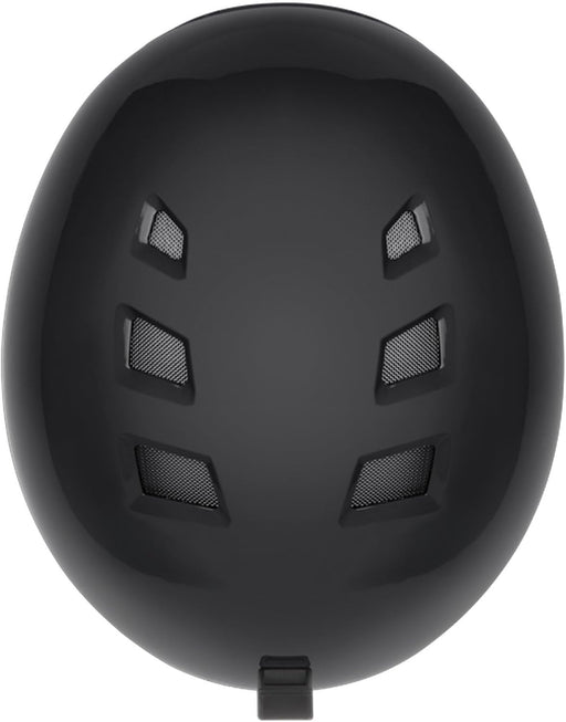 Black helmet with multiple air vents on a white background