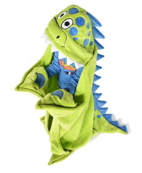 Lazy One Kids Green Dinosaur Hooded Blanket