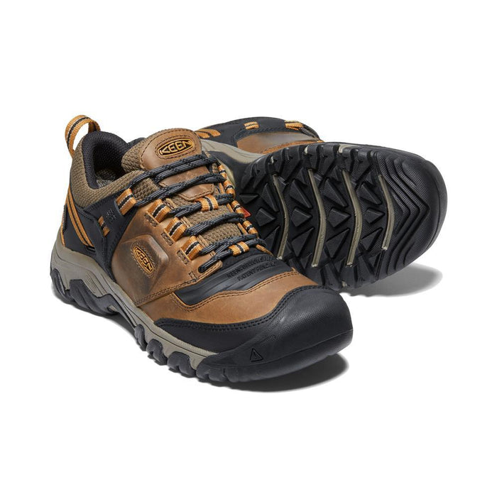 Keen Mens Ridge Flex Waterproof Hiking Shoes in Bison Golden Brown