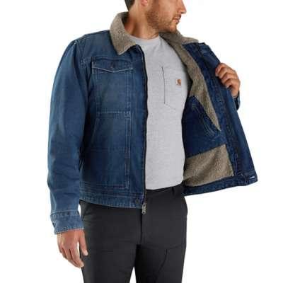 Carhartt Mens Relaxed Fit Sherpa Lined Denim Jacket