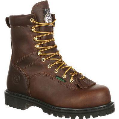 Men's 8" Steel Toe Waterproof Lace to Toe Logger Boots | Brown