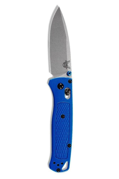 Benchmade Bugout Axis Drop Point Knife Blue Grivory Handle