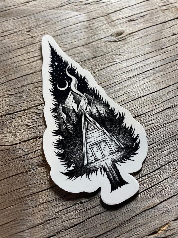 Sticker Art Cabin Mountains Sticker