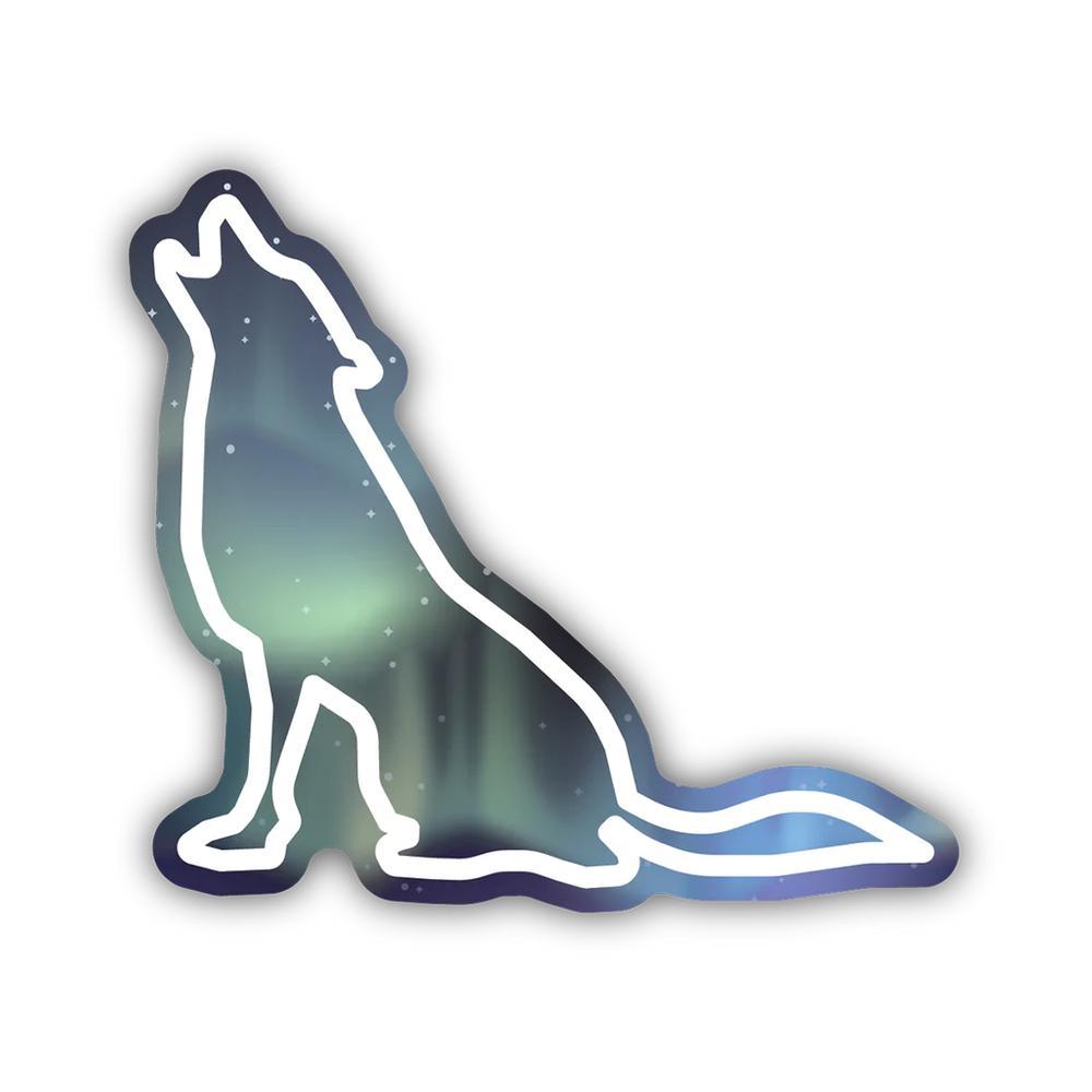 Stickers Northwest Northern Lights Wolf Sticker — Kenco Outfitters