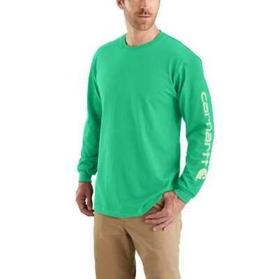 Carhartt Mens Loose Fit Heavyweight Long Sleeve Logo Sleeve Graphic TShirt