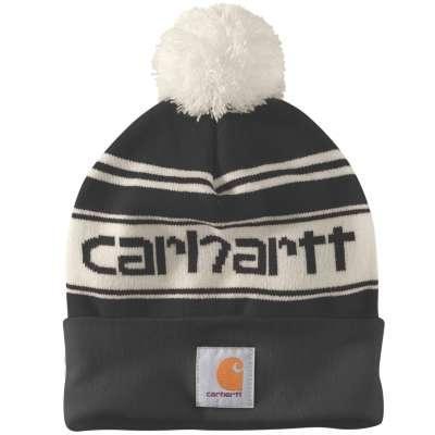 Knit Pompom Cuffed Logo Beanie