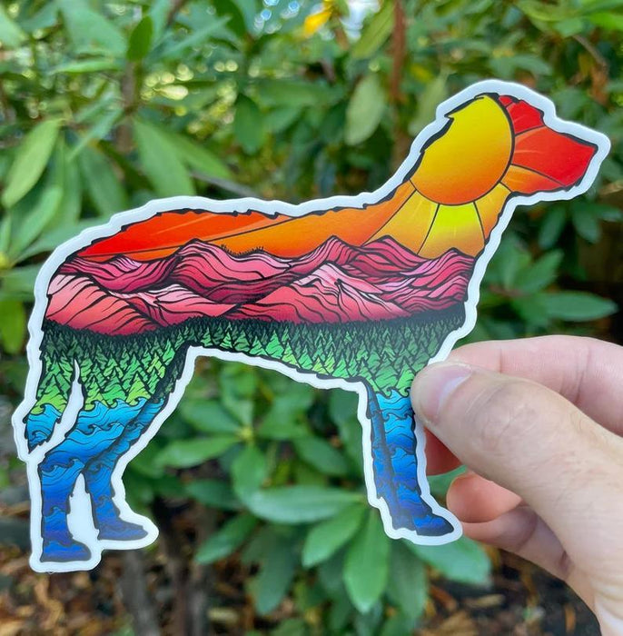 Horizon Line Design Mountain Dog Vinyl Sticker