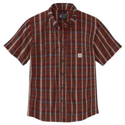 Carhartt Mens Big and Tall Loose Fit Midweight Short Sleeve Plaid Shirt