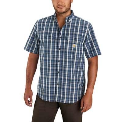 Carhartt Mens Big and Tall Loose Fit Midweight Short Sleeve Plaid Shirt