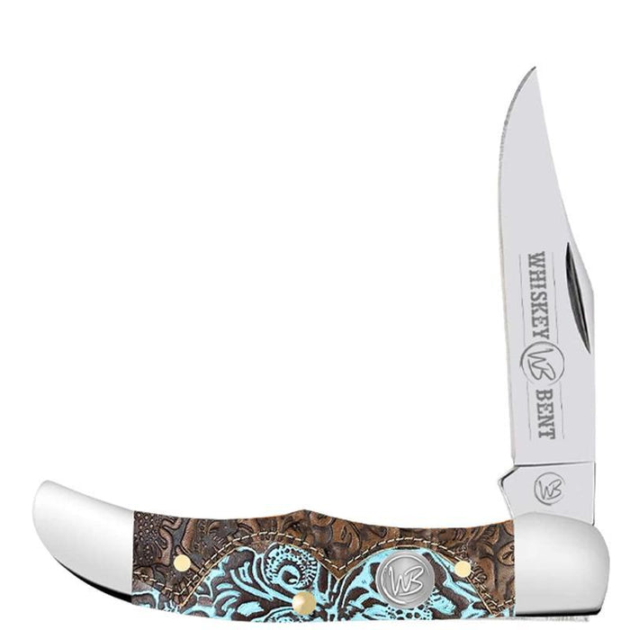 Whiskey Bent Knives Tooled Country Acrylic Handle Mini Hunter Knife