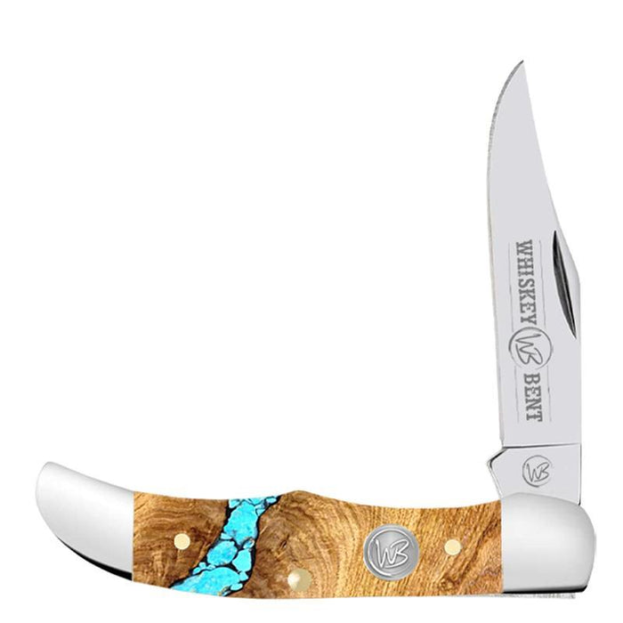 Whiskey Bent Knives Turquoise River Acrylic Handle Mini Hunter Knife