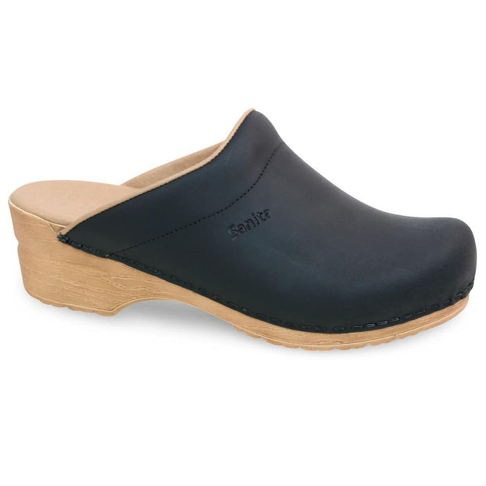 Sanita Womens Ellis Oiled Leather Open Back Clog