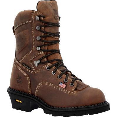 Men's USA Composite Toe Waterproof Logger Work Boots | Brown