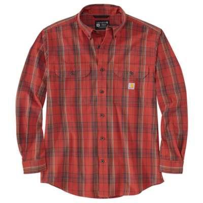 Carhartt Mens Loose Fit Midweight Chambray Long Sleeve Plaid Shirt Big and Tall Sizes