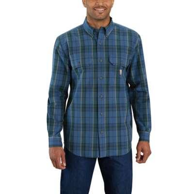 Carhartt Mens Loose Fit Midweight Chambray Long Sleeve Plaid Shirt Big and Tall Sizes