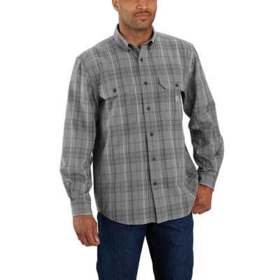 Carhartt Mens Loose Fit Midweight Chambray Long Sleeve Plaid Shirt Big and Tall Sizes