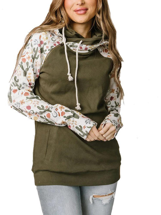 Ampersand Avenue Womens Cactus Blossom Double Hood Sweatshirt