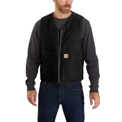 Carhartt Mens Big and Tall Relaxed Fit Washed Duck Sherpa Lined Vest