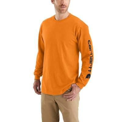 Carhartt Mens Loose Fit Heavyweight Long Sleeve Logo Sleeve Graphic T
