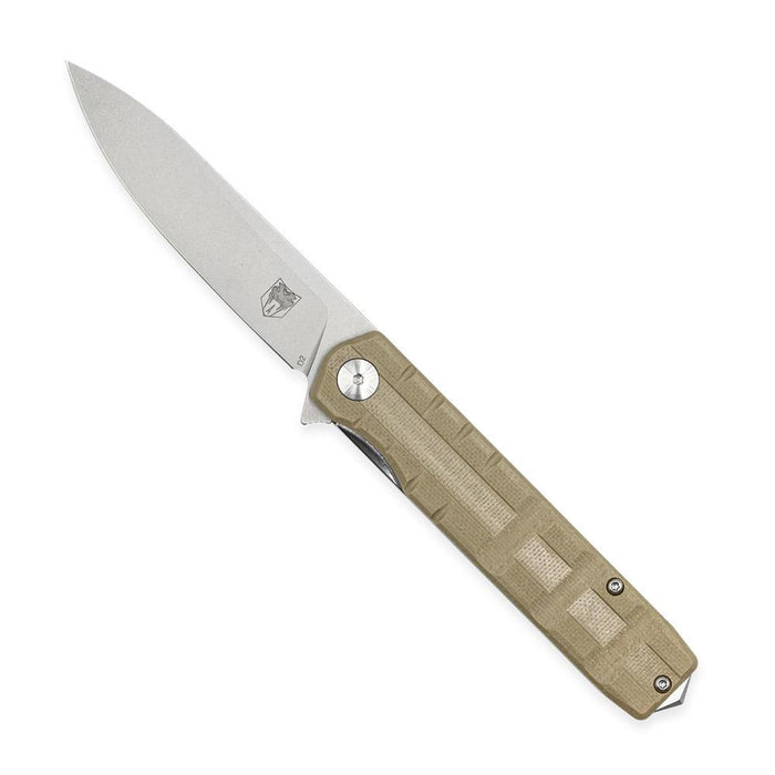 CobraTec Tan Kuzio Drop Point NonSerrated Folding Knife