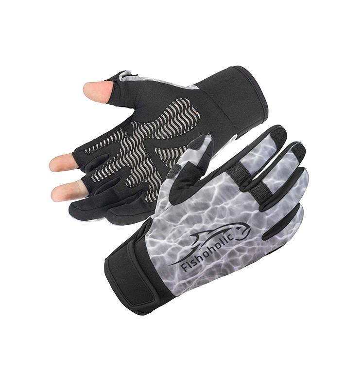 Cold Weather Super Sticky Fishing Gloves | Grey H20Camo