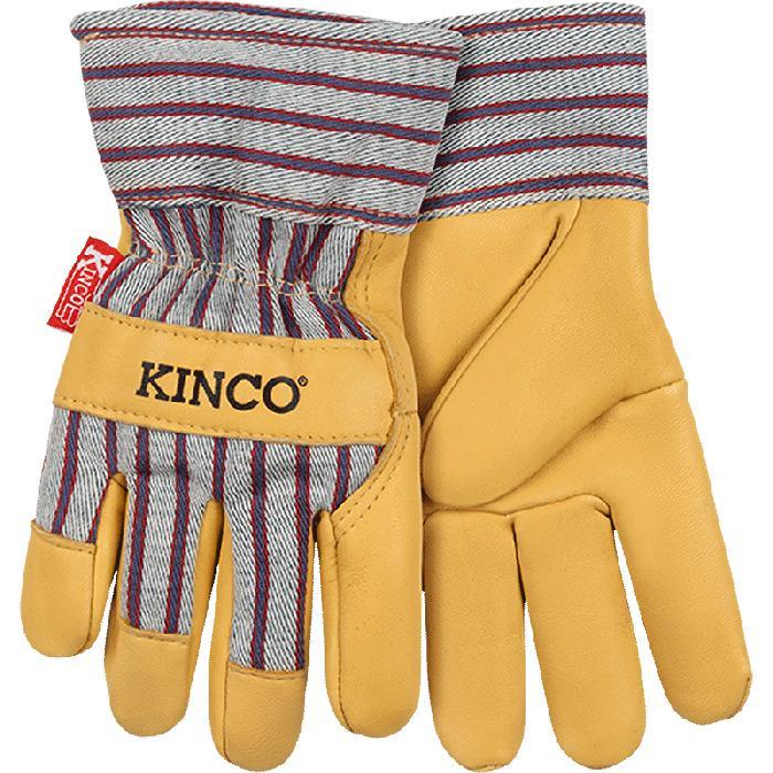 Kids' Lined Grain Leather Palm Safety Cuff Gloves | Tan