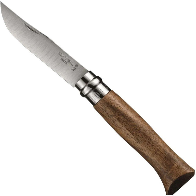 Opinel No 8 Stainless Folding Knife Walnut Handle