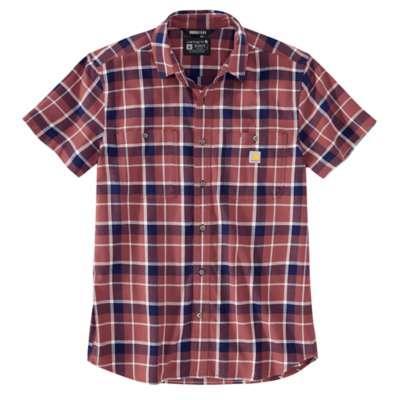 Carhartt Mens Rugged Flex Relaxed Fit Lightweight Short Sleeve Plaid Shirt