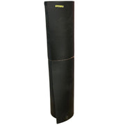 A black foam liner for a 12ft Wide Transom Radisson canoe, rolled up and standing upright.
