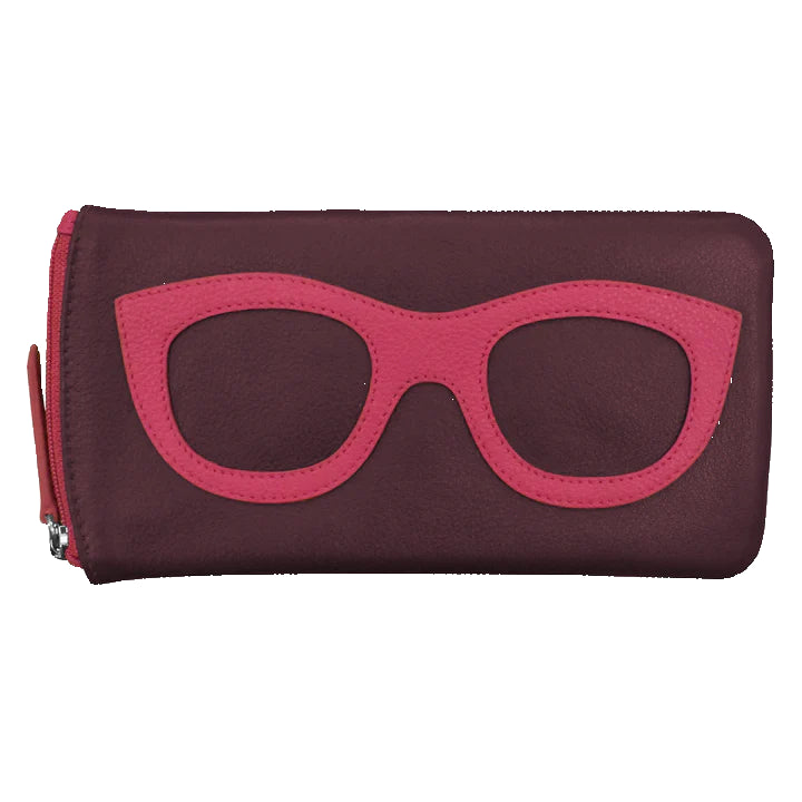 Eyeglass Case With Frame Design | Eggplant/Pink