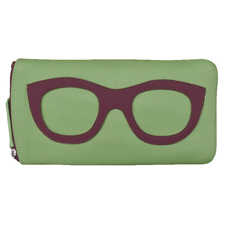 Eyeglass Case With Frame Design | Sage/Eggplant