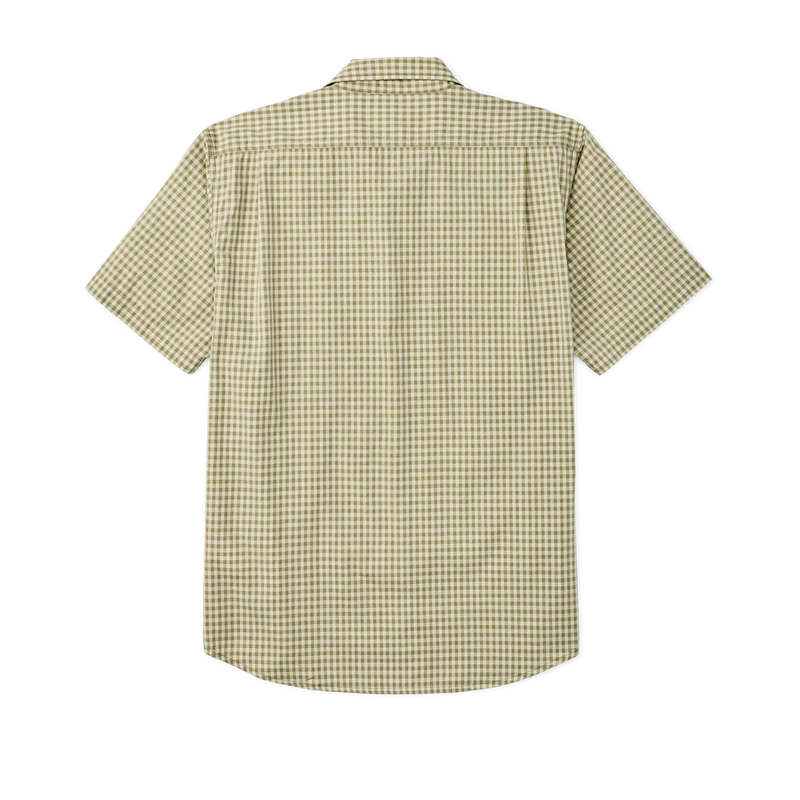 Men's Washed Short Sleeve Feather Cloth Shirt | Green/Ivory Gingham