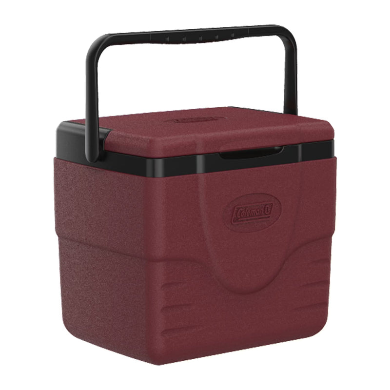 Dark red cooler on a white background.
