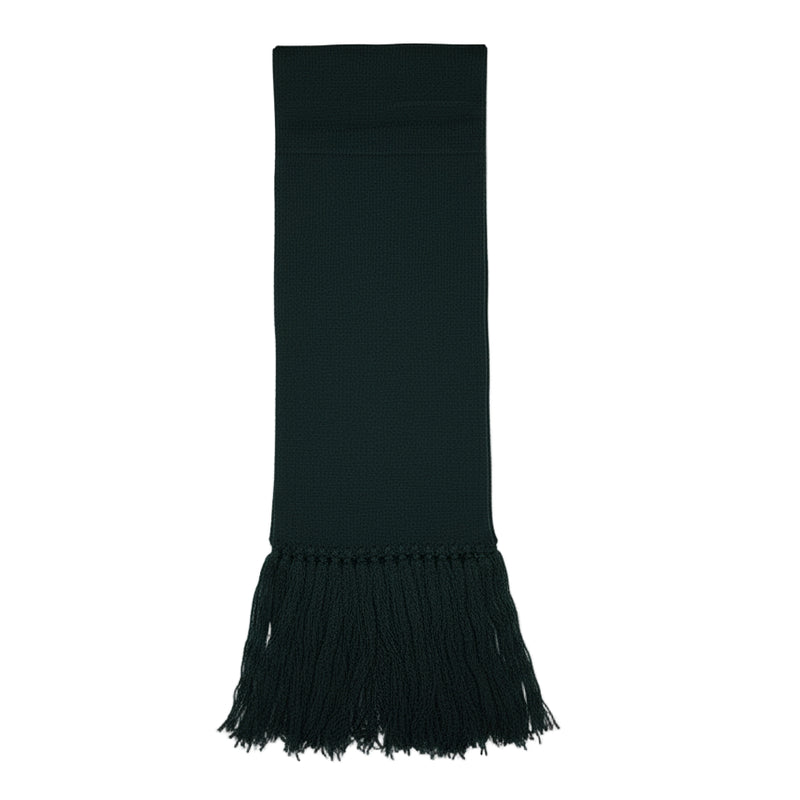 Black scarf against a white background. 