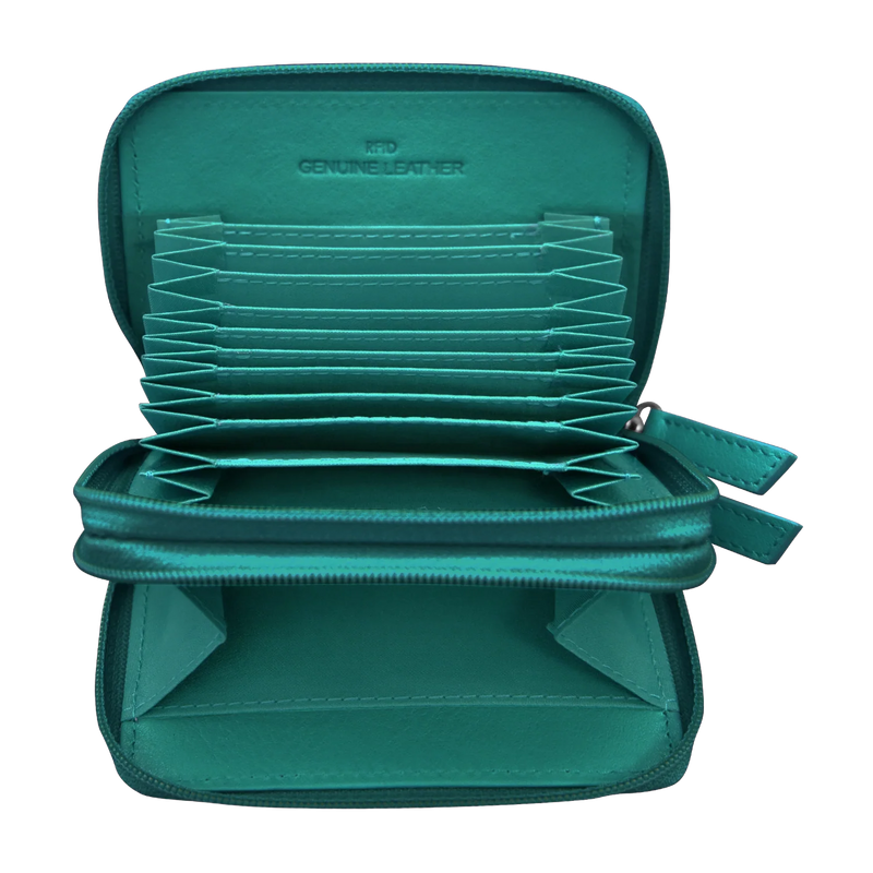 Double Zip Accordion Credit Card Holder with RFID Blocking
