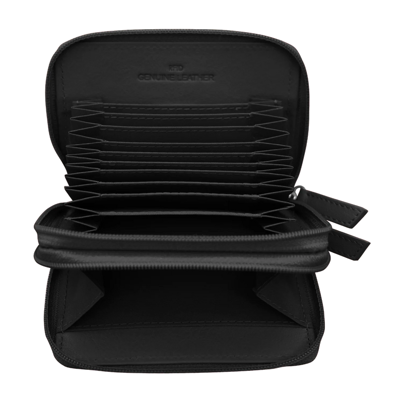 Double Zip Accordion Credit Card Holder with RFID Blocking