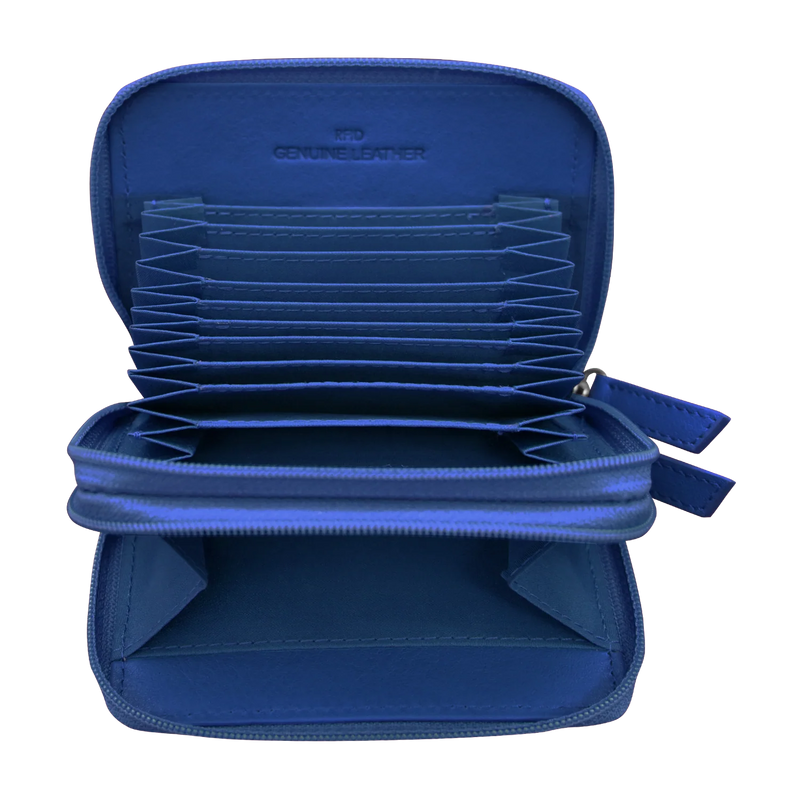 Double Zip Accordion Credit Card Holder with RFID Blocking