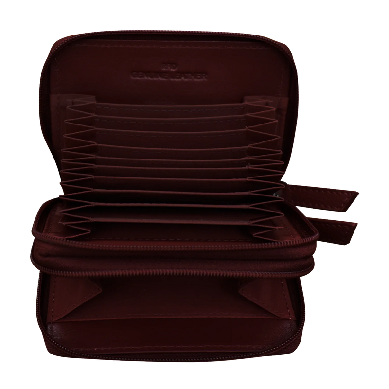 Double Zip Accordion Credit Card Holder with RFID Blocking