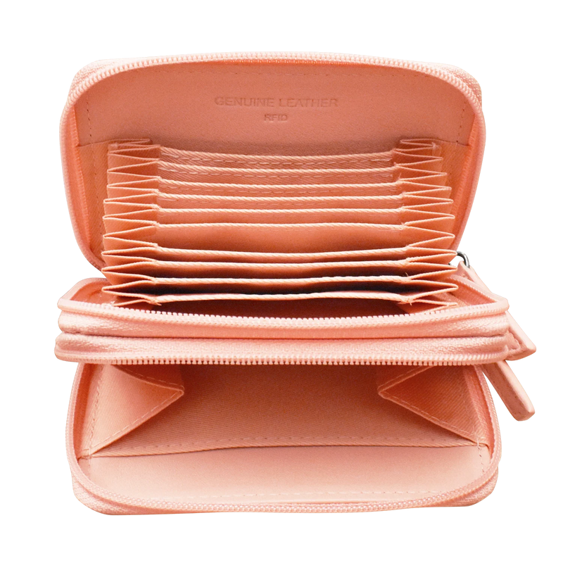 Double Zip Accordion Credit Card Holder with RFID Blocking