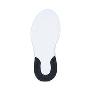 White shoe insole with black heel cup on a white background