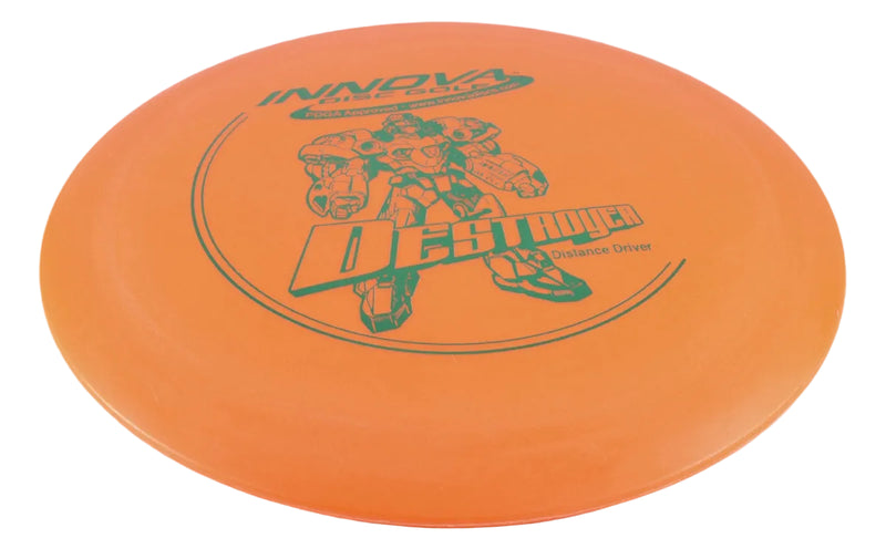 Orange disc with green text and graphics on a white background