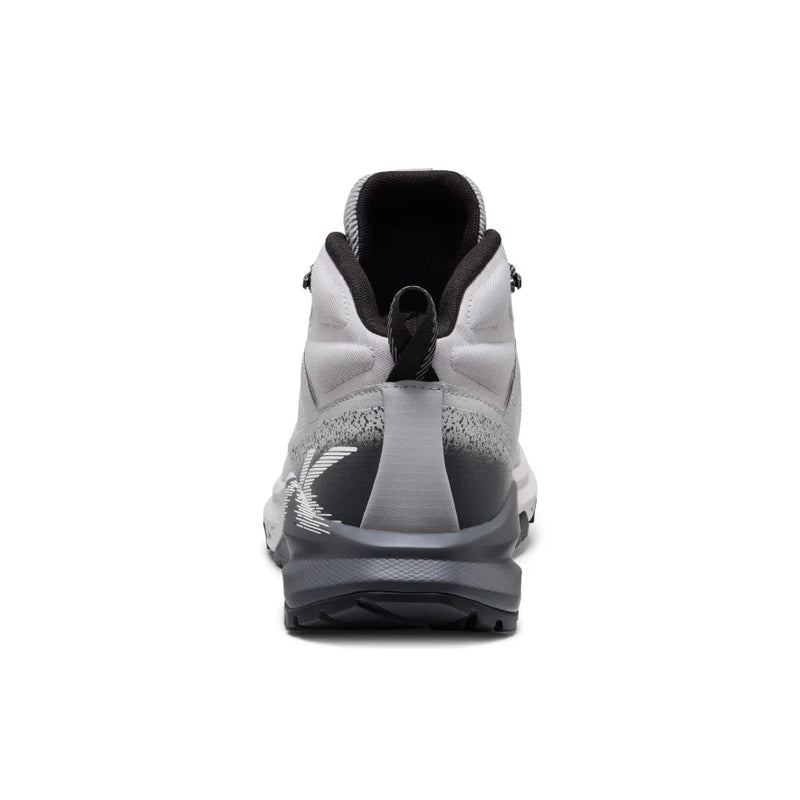keen Targhee apex in a grey and dark grey color with white ascents on a black sole. 