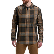 Man wearing a plaid shirt on a white background