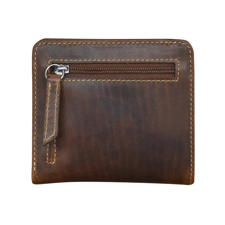 Mini Bifold Wallet With Snap | Rustic Brown