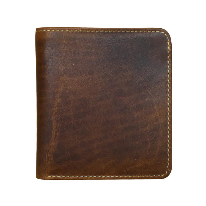 Mini Bifold Wallet With Snap | Rustic Brown
