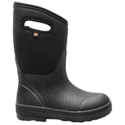 Black rubber boot with a handle on a white background