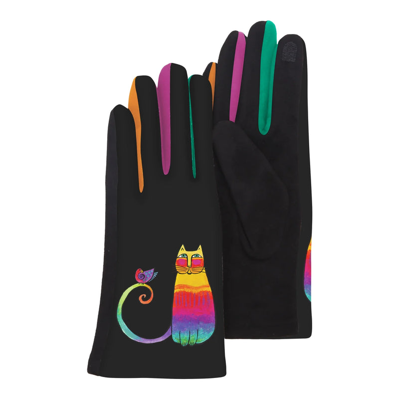 Women's Touch Screen Gloves | Laurel Burch Rainbow Cat