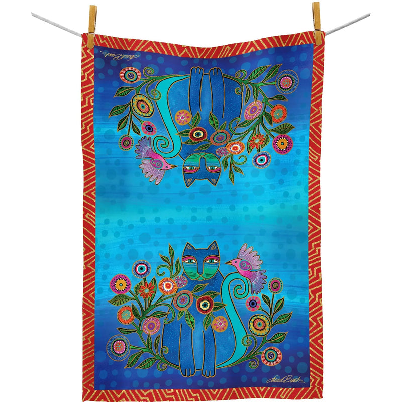 Tea Towel | Laurel Burch Cerulean Cats
