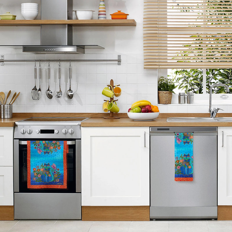 Tea Towel | Laurel Burch Cerulean Cats