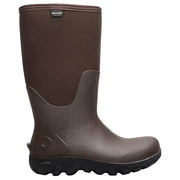Brown rubber boot with Bogs logo on a white background